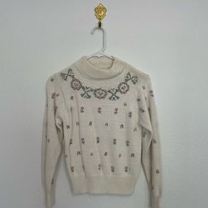 Vintage embroidered floral sweater